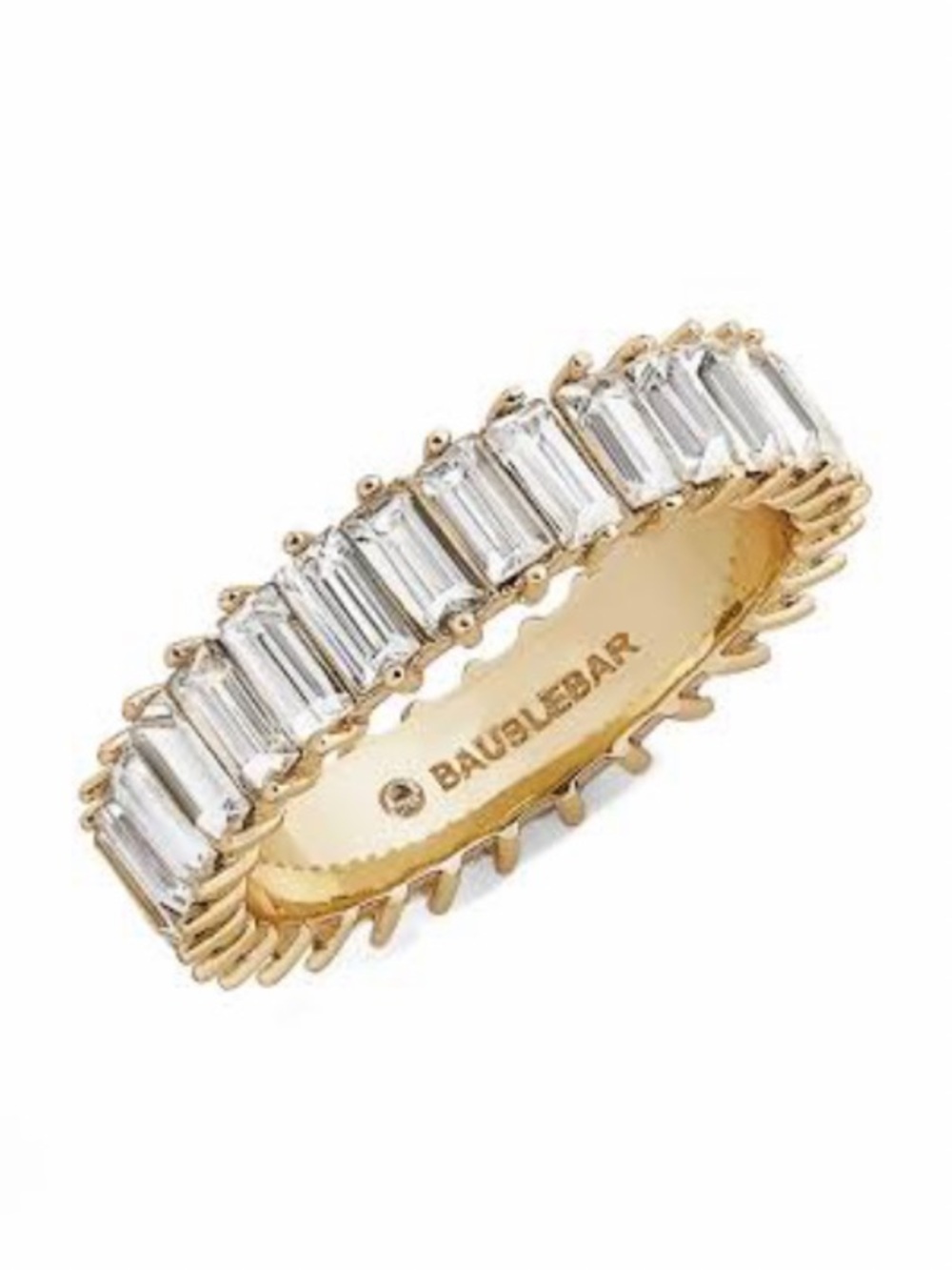 BaubleBar Gold Baguette Crystal Eternity Ring - Clear & Gold